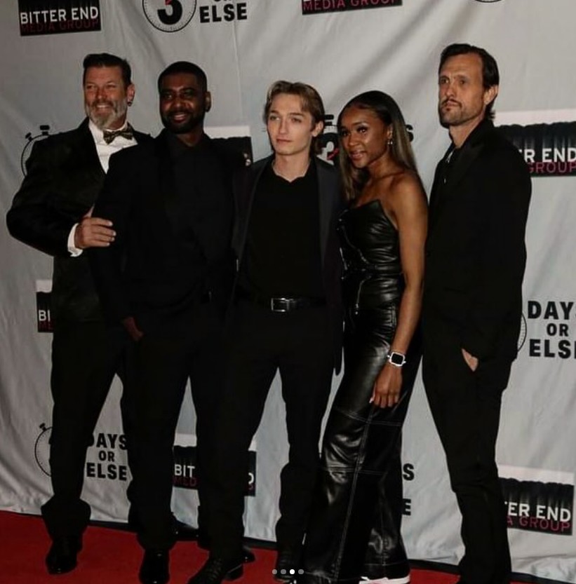 Samuel French at the 3 Days or Else premiere with cast members